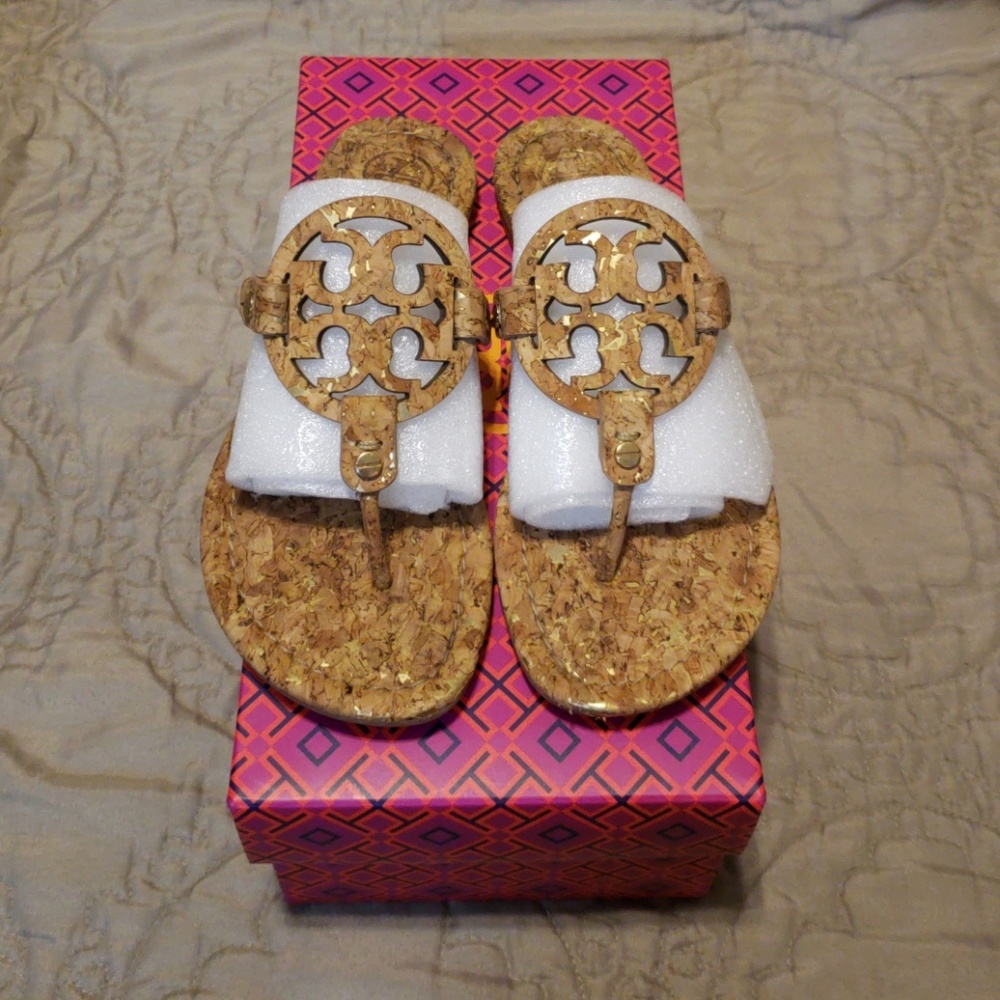 💥SOLD | Tory Burch Miller Sandal | Cork/Gold💥